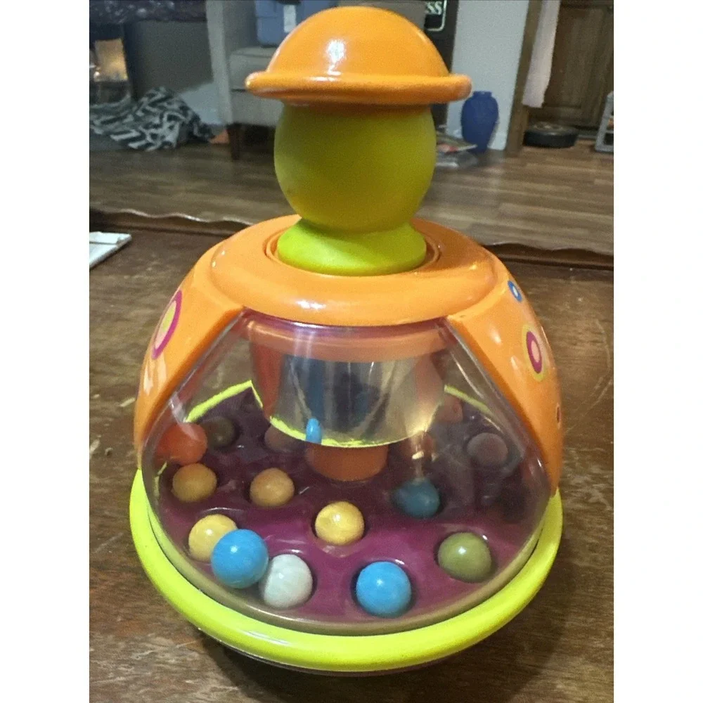 B Toys Poppitoppy Ball Popper Toy - Top Spinning Toys for Toddlers - Push Down